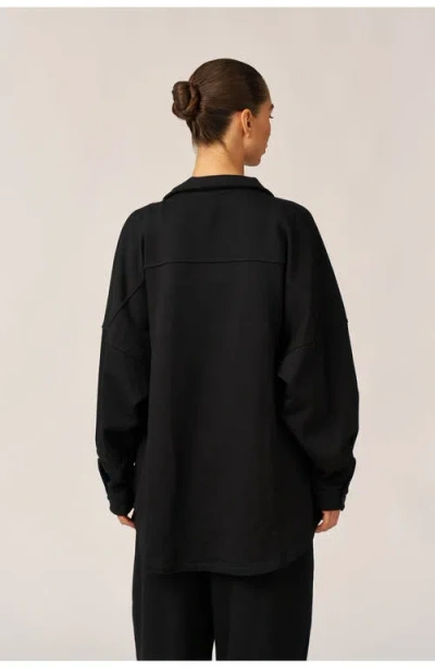 Gottex Beach Life Cozy Coast Airport Button Up Shacket In Black