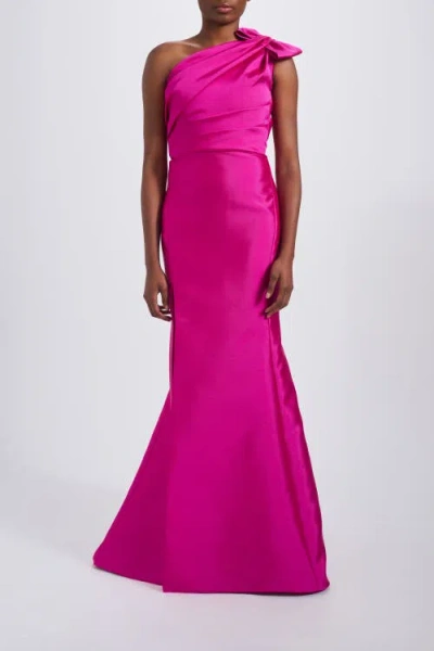 Amsale Mikado Draped Bodice Gown In Pink