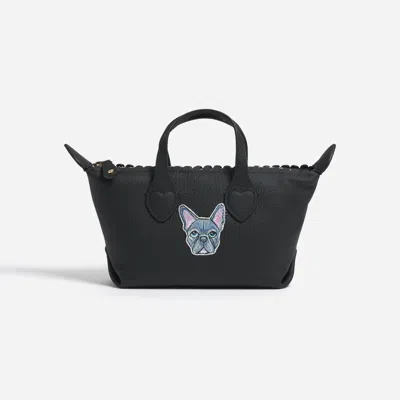 Stoney Clover Lane Hand Painted Pet Face Pittsford Pouchette Crossbody Bag 19 In Black