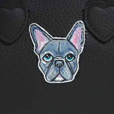 Stoney Clover Lane Hand Painted Pet Face Pittsford Pouchette Crossbody Bag 19 In Black