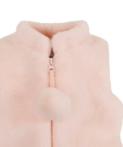 Widgeon Faux Fur Zip Front Vest In Pink