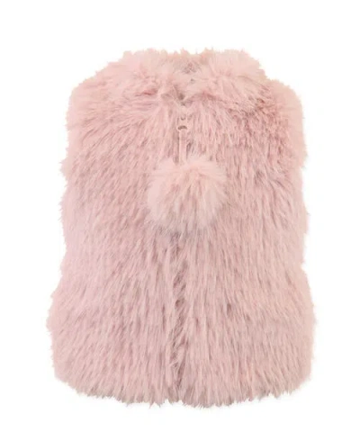 Widgeon Faux Fur Zip Front Vest In Pink