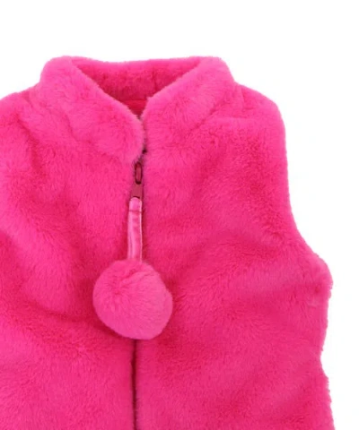 Widgeon Faux Fur Zip Front Vest In Pink