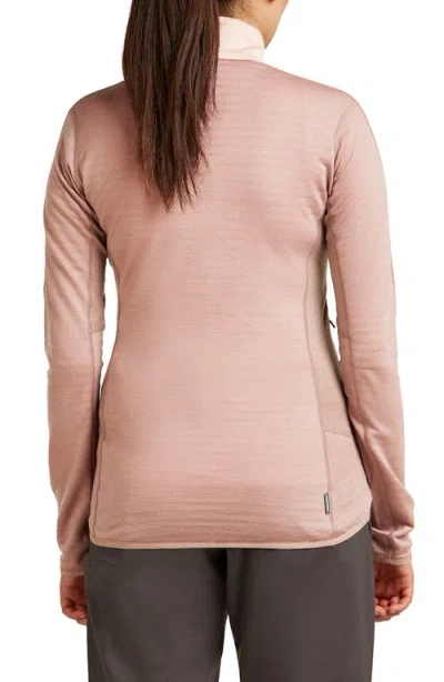 Icebreaker Lyocell & Merino Blend 300 Realfleece Descender Zip Mock Neck Top In Pink