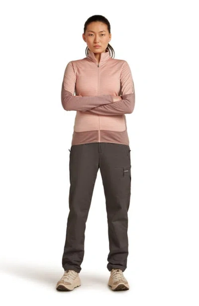 Icebreaker Lyocell & Merino Blend 300 Realfleece Descender Zip Mock Neck Top In Pink