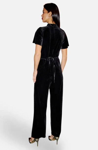 Yumi Velvet Jumpsuit With Buckle Detail In Black