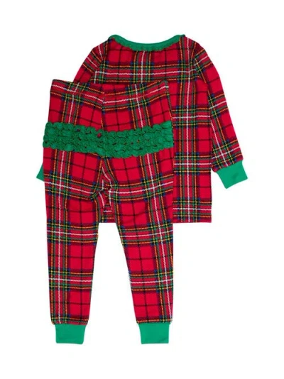 Rufflebutts Softsnooze Ruffle Long Sleeve Pajama Set, Signature Rear Ruffles In Red