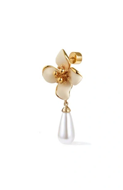 Rc Retro Chic Iris Blossom Pearl Earrings