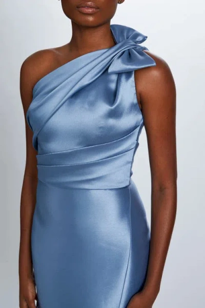 Amsale Mikado Draped Bodice Gown In Blue