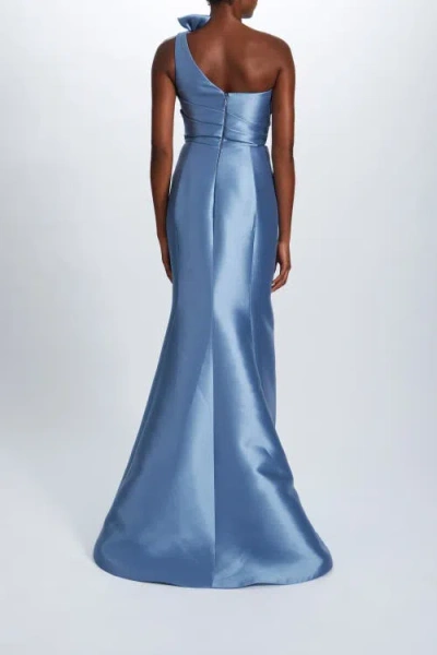 Amsale Mikado Draped Bodice Gown In Blue