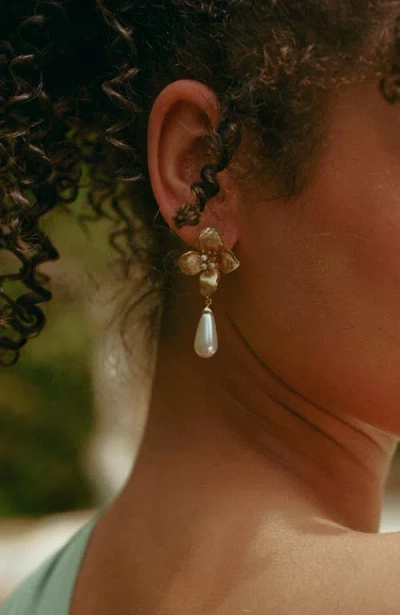 Rc Retro Chic Iris Blossom Pearl Earrings In Multi