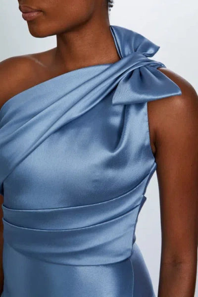 Amsale Mikado Draped Bodice Gown In Blue