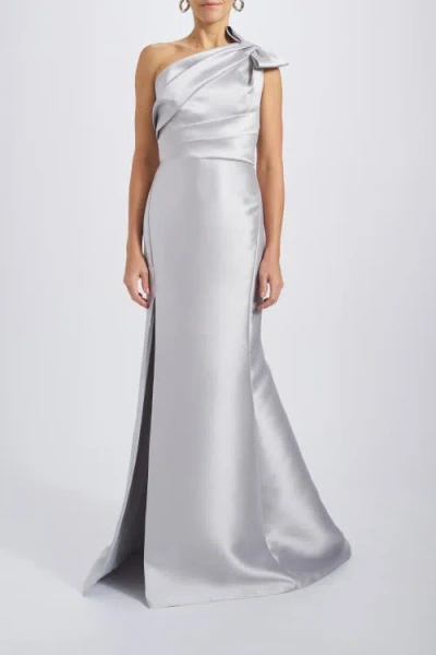 Amsale Mikado Draped Bodice Gown In White