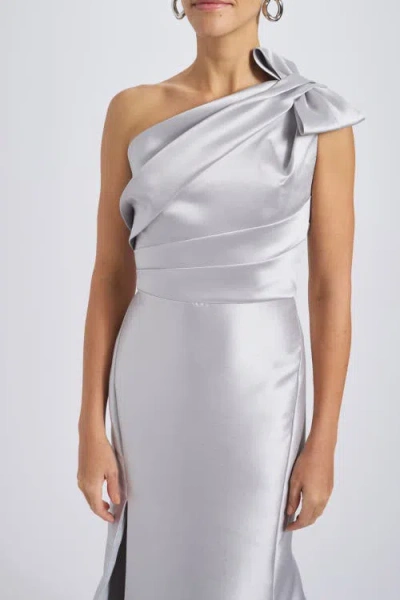 Amsale Mikado Draped Bodice Gown In White