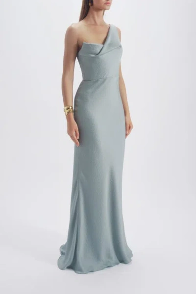 Amsale Hammered Satin Gown In Blue