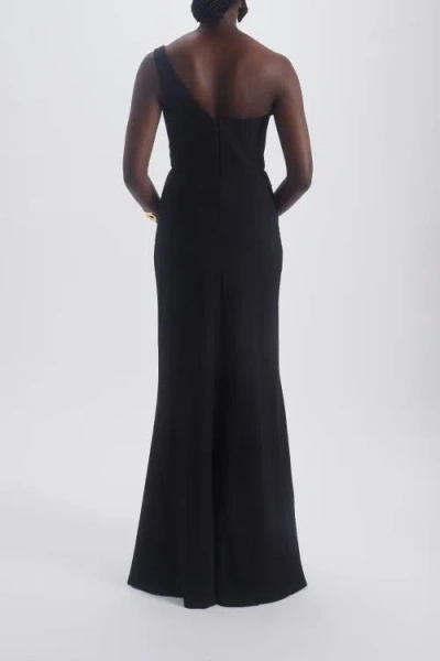Amsale One Shoulder Draped Gown In Black