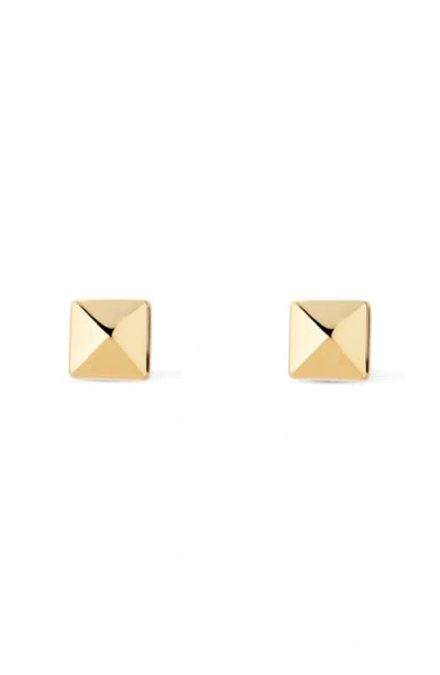 Ana Luisa Solid Yellow Gold Pyramid Studs In Brown