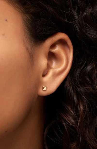 Ana Luisa Solid Yellow Gold Pyramid Studs In Brown