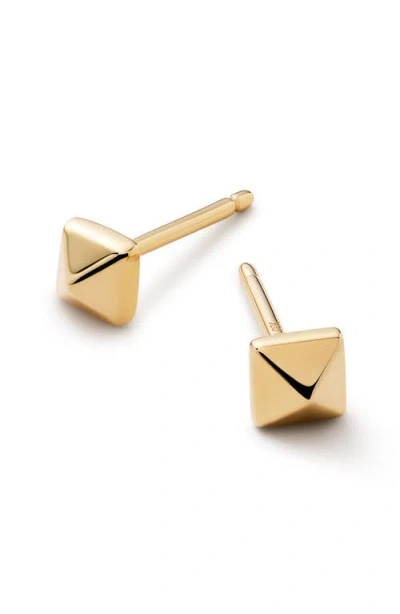 Ana Luisa Solid Yellow Gold Pyramid Studs In Brown