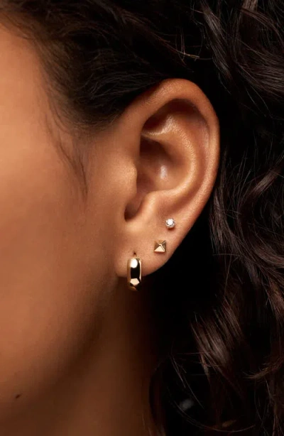 Ana Luisa Solid Yellow Gold Pyramid Studs In Brown