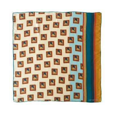 Lost Pattern Nyc "kiwi" Silk Bandana In Blue