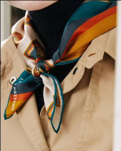 Lost Pattern Nyc "kiwi" Silk Bandana In Blue