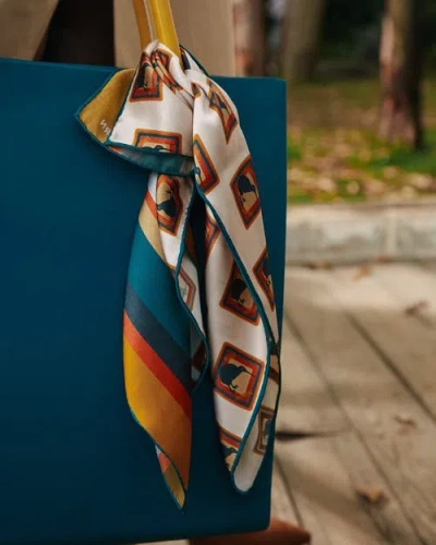 Lost Pattern Nyc "kiwi" Silk Bandana In Blue