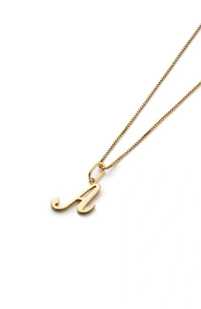 Ana Luisa Solid Yellow Gold Script Letter Necklace In Brown