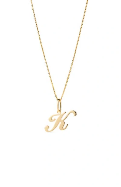 Ana Luisa Solid Yellow Gold Script Letter Necklace In Brown