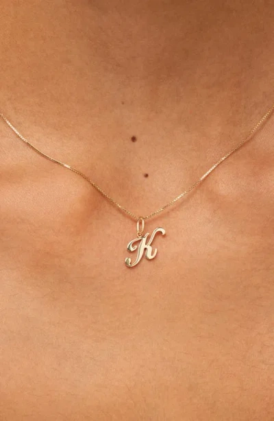 Ana Luisa Solid Yellow Gold Script Letter Necklace In Brown