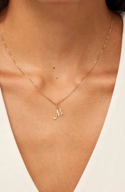 Ana Luisa Solid Yellow Gold Script Letter Necklace In Brown