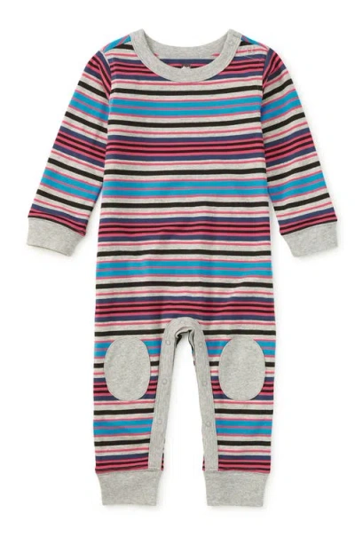 Tea Collection Stripe Knee Patch Baby Romper In Multi