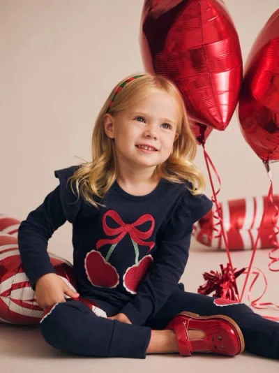 Huxbaby Cherry Pie Frill Top In Blue