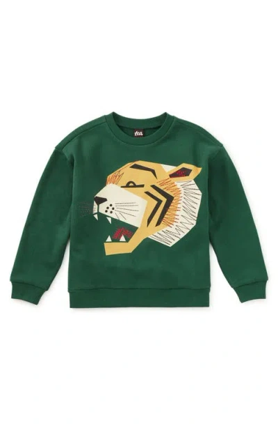 Tea Collection Embroidered Tiger Popover In Green