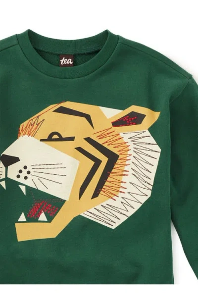 Tea Collection Embroidered Tiger Popover In Green