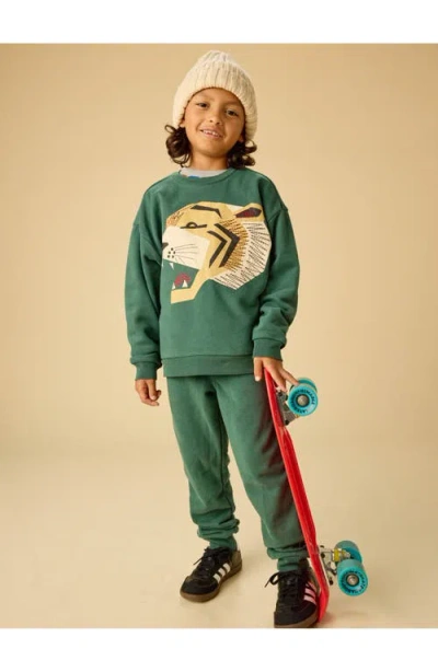 Tea Collection Embroidered Tiger Popover In Green