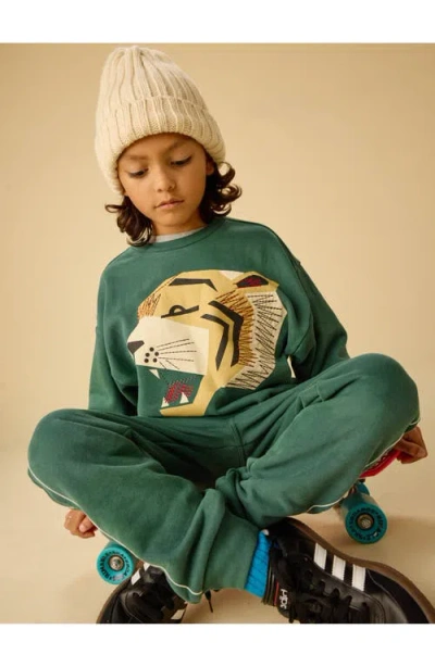 Tea Collection Embroidered Tiger Popover In Green