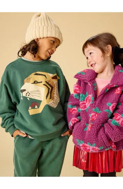 Tea Collection Embroidered Tiger Popover In Green