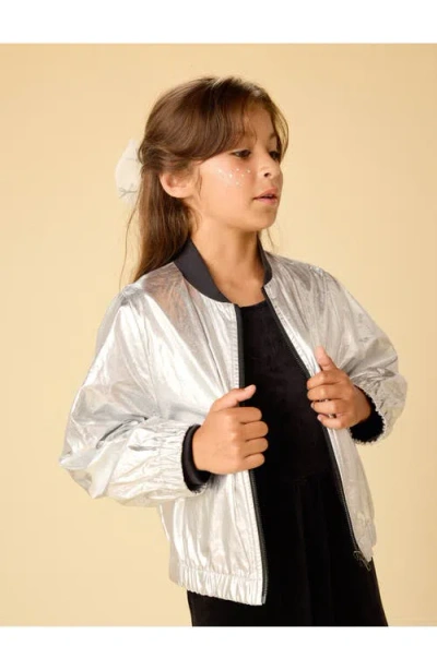 Tea Collection Metallic Bomber Jacket In Silver