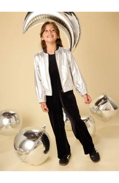 Tea Collection Metallic Bomber Jacket In Silver