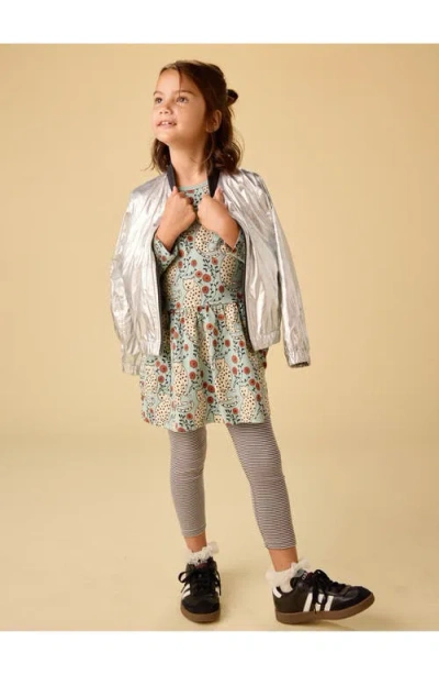 Tea Collection Metallic Bomber Jacket In Silver