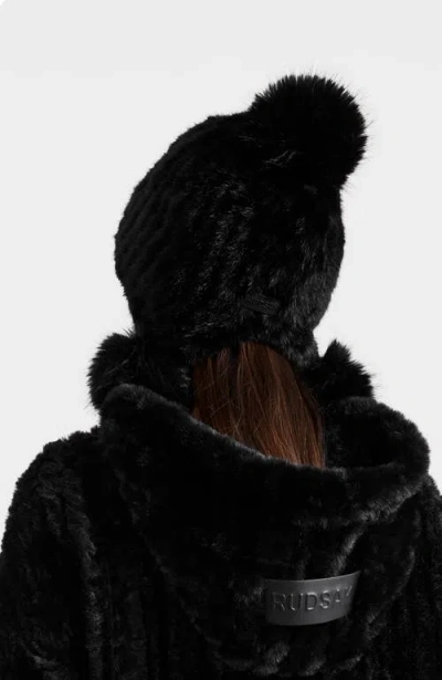 Rudsak Pia Knit Faux Fur Hat In Brown