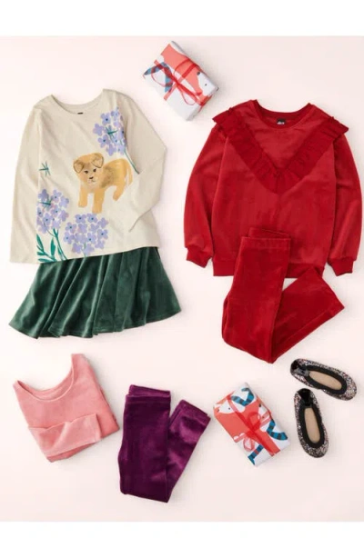 Tea Collection Velour Twirl Skirt In Green