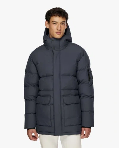 Quartz Co. Alexander | Hooded Recycled Down Winter Jacket In Blue
