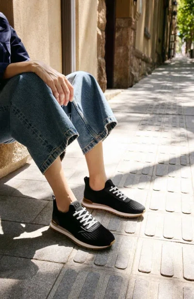 Vivaia Mix-texture Slip-on Sneakers In Black