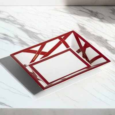 Missoni Nastri Bordeaux Rectangular Large Tray In Multi