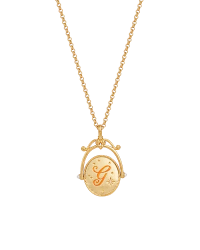 Fable England G Initial Gerbera Gold Spinner Chain Necklace In Brown