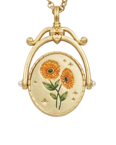 Fable England G Initial Gerbera Gold Spinner Chain Necklace In Brown