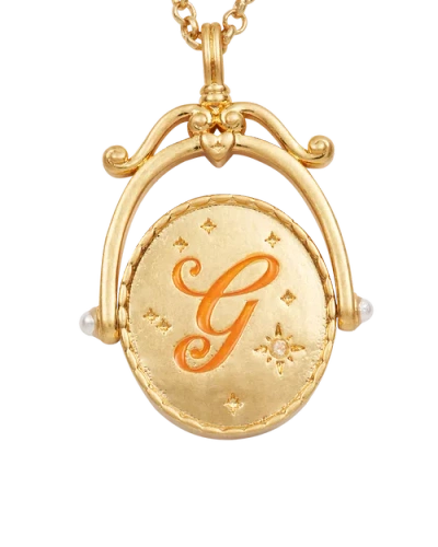 Fable England G Initial Gerbera Gold Spinner Chain Necklace In Brown