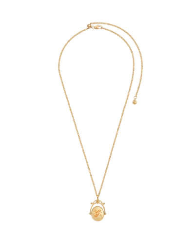 Fable England G Initial Gerbera Gold Spinner Chain Necklace In Brown